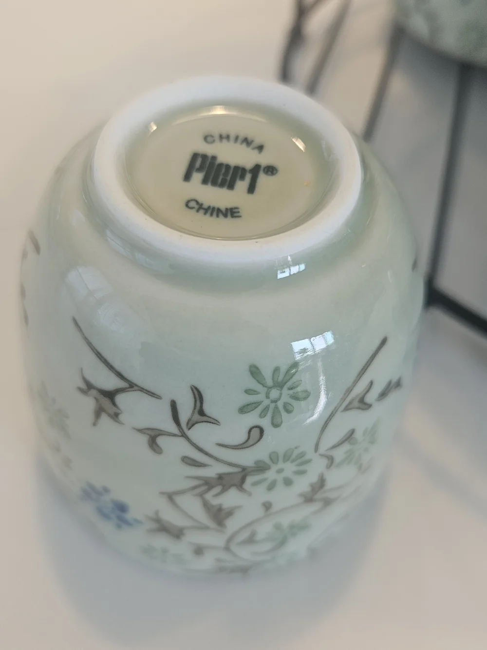 Pier 1 Import Tomoko Tea Set, Japanese Green Floral Ceramic Teapot with 4 Cups